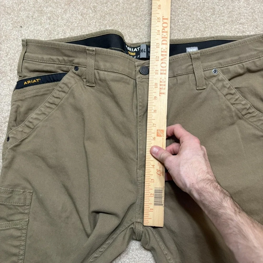 Ariat Rebar M4 Pants Mens 38x26.5 Khaki Relaxed Bootcut Work‎ Carpenter Utility